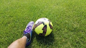 Football on a soccer field